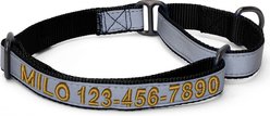 Pawtitas Personalized Reflective Martingale Dog Collar, Black, Large: 16 to 26-in neck, 1-in wide