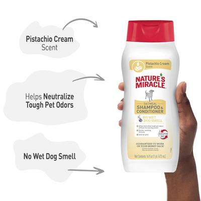 Show full view: Nature's Miracle Oatmeal Dog Shampoo, 16-fl oz bottle, Pistachio Cream Scent slide 6 of 11