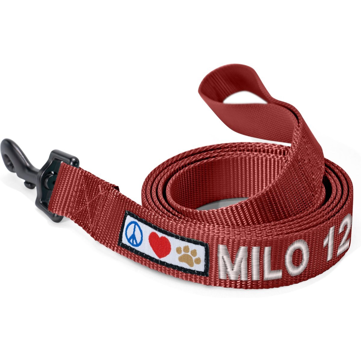 Pawtitas Solid Personalized Dog Leash, Marsala Brown, XX-Small: 6-ft long, 3/8-in wide