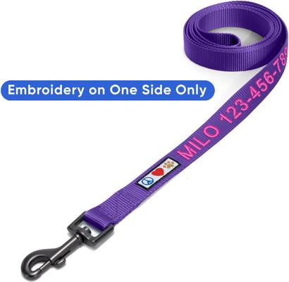 Show full view: Pawtitas Solid Personalized Dog Leash, Purple, Large: 6-ft long, 1-in wide slide 6 of 10