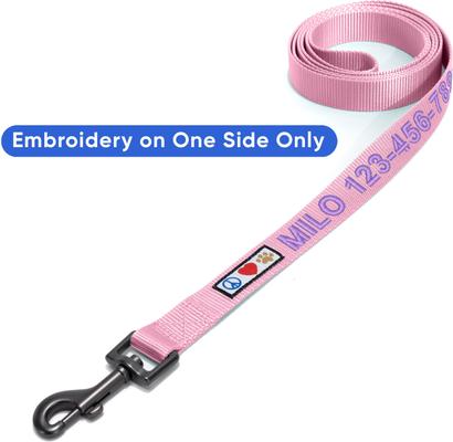 Show full view: Pawtitas Solid Personalized Dog Leash, Millennial Pink, XX-Small: 6-ft long, 3/8-in wide slide 7 of 11