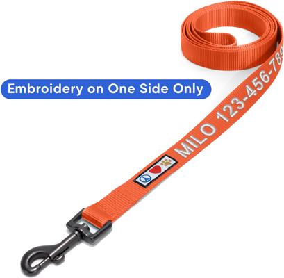 Show full view: Pawtitas Solid Personalized Dog Leash, Orange, Large: 6-ft long, 1-in wide slide 7 of 11
