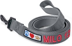 Pawtitas Solid Personalized Dog Leash, Grey, Large: 6-ft long, 1-in wide