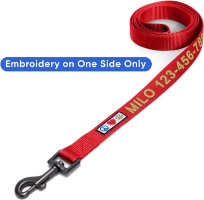 Show full view: Pawtitas Solid Personalized Dog Leash, Red, Small: 6-ft long, 5/8-in wide slide 6 of 10