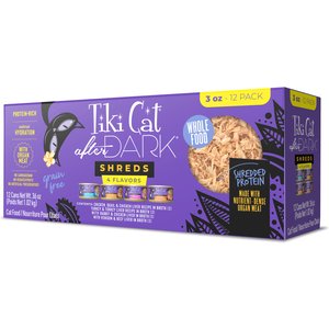 Tiki Cat After Dark Variety Pack Grain-Free Shredded Wet Cat Food, 3-oz can, case of 12