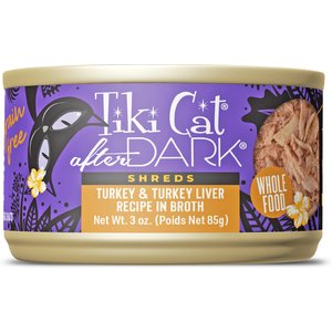 Tiki Cat After Dark Turkey & Turkey Liver Grain-Free Shredded Wet Cat Food, 3-oz can, case of 12