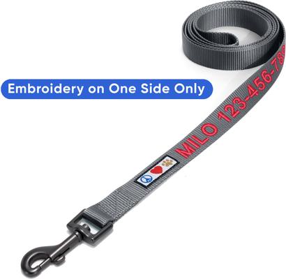 Show full view: Pawtitas Solid Personalized Dog Leash, Grey, Large: 6-ft long, 1-in wide slide 6 of 10