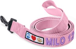 Pawtitas Solid Personalized Dog Leash, Millennial Pink, XX-Small: 6-ft long, 3/8-in wide