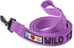 Pawtitas Solid Personalized Dog Leash, Purple Orchid, XX-Small: 6-ft long, 3/8-in wide