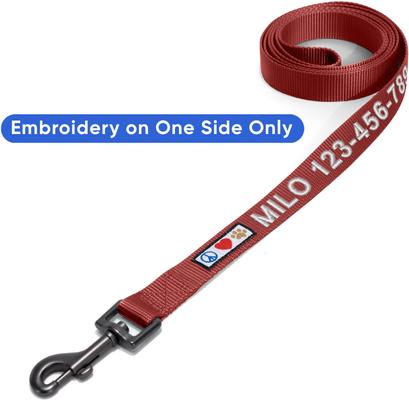 Show full view: Pawtitas Solid Personalized Dog Leash, Marsala Brown, XX-Small: 6-ft long, 3/8-in wide slide 6 of 10