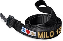 Pawtitas Solid Personalized Dog Leash, Black, XX-Small: 6-ft long, 3/8-in wide