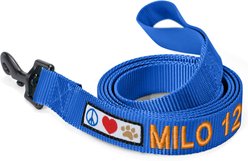 Pawtitas Solid Personalized Dog Leash, Blue, XX-Small: 6-ft long, 3/8-in wide
