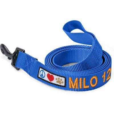 Pawtitas Pawtitas Solid Personalized Dog Leash, Blue, Small: 6-ft long, 5/8-in wide