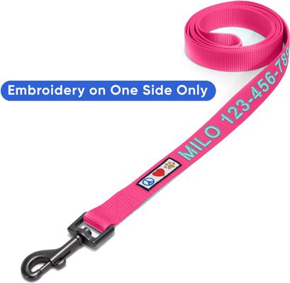 Show full view: Pawtitas Solid Personalized Dog Leash, Pink, Large: 6-ft long, 1-in wide slide 6 of 10