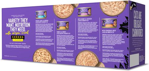 Show full view: Tiki Cat After Dark Variety Pack Grain-Free Shredded Wet Cat Food, 3-oz can, case of 12 slide 3 of 11