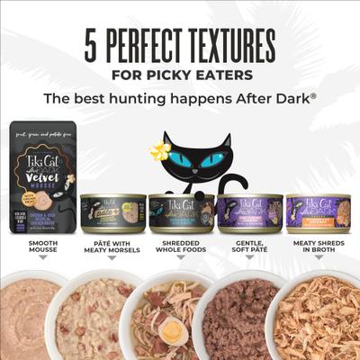 Show full view: Tiki Cat After Dark Venison & Beef Liver Grain-Free Shredded Wet Cat Food, 3-oz can, case of 12 slide 9 of 10