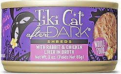 Tiki Cat After Dark Rabbit & Chicken Liver Grain-Free Shredded Wet Cat Food, 3-oz can, case of 12