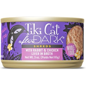 Tiki Cat After Dark Rabbit & Chicken Liver Grain-Free Shredded Wet Cat Food, 3-oz can, case of 12