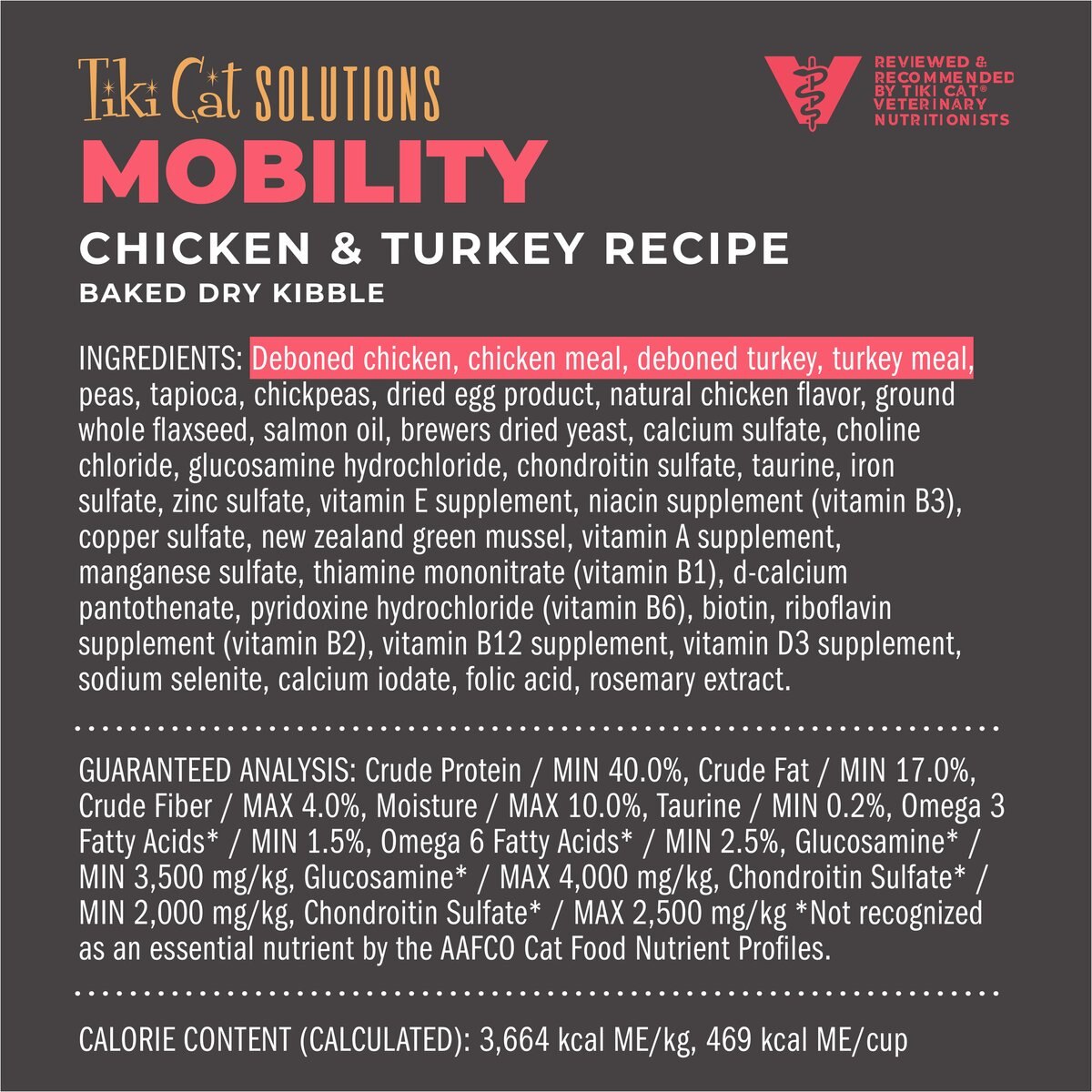 Tiki Cat Solutions Mobility Chicken & Turkey Grain-Free Dry Cat Food