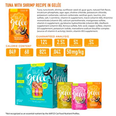 Show full view: Tiki Cat Gelee Tuna Variety Pack Grain-Free Wet Cat Food, 2.8-oz pouch, case of 12 slide 5 of 9