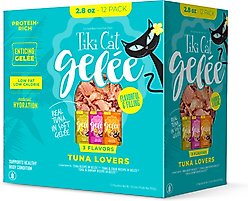 Tiki Cat Gelee Tuna Variety Pack Grain-Free Wet Cat Food, 2.8-oz pouch, case of 12