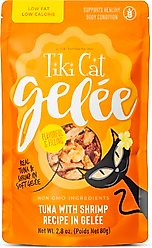 Tiki Cat Gelee Tuna & Shrimp Grain-Free Wet Cat Food, 2.8-oz pouch, case of 12