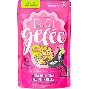 Tiki Cat Gelee Tuna & Crab Grain-Free Wet Cat Food, 2.8-oz pouch, case of 12