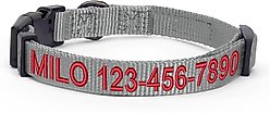 Pawtitas Solid Personalized Dog Collar, Grey, Medium: 13 to 20-in neck, 3/4-in wide