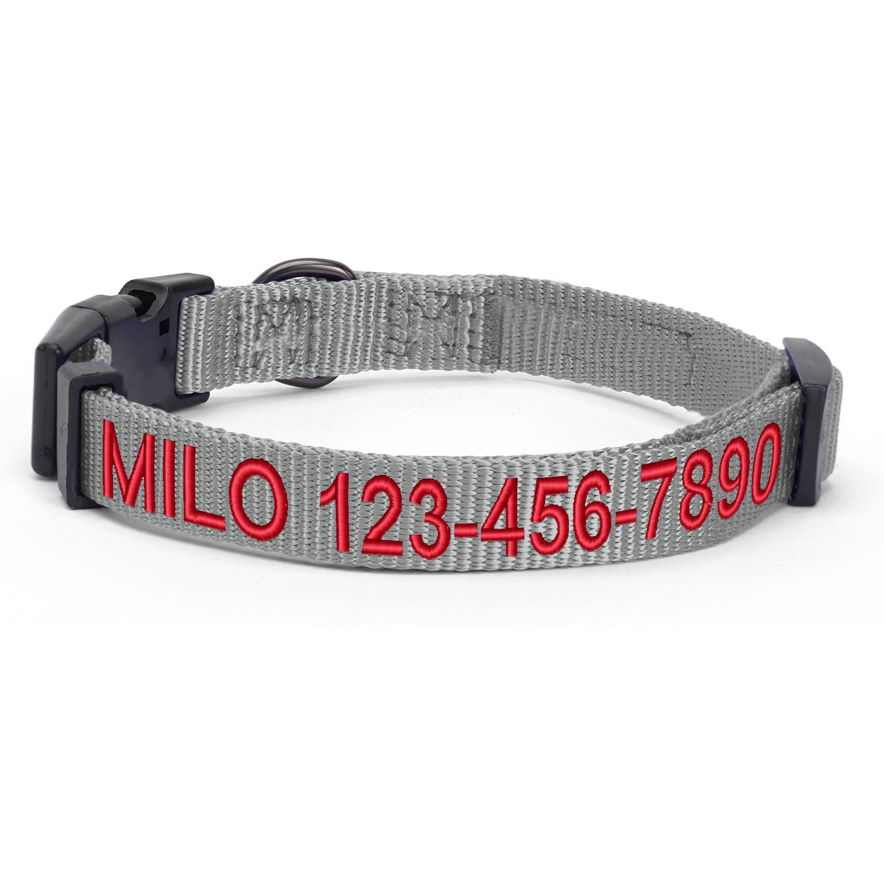 Pawtitas Solid Personalized Dog Collar, Grey, X-Small: 8 to 12-in neck, 3/8-in wide