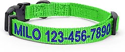 Pawtitas Solid Personalized Dog Collar, Green, Medium: 13 to 20-in neck, 3/4-in wide