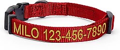 Pawtitas Solid Personalized Dog Collar, Red, Large: 16 to 26-in neck, 1-in wide
