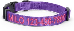 Pawtitas Solid Personalized Dog Collar, Purple, Large: 16 to 26-in neck, 1-in wide
