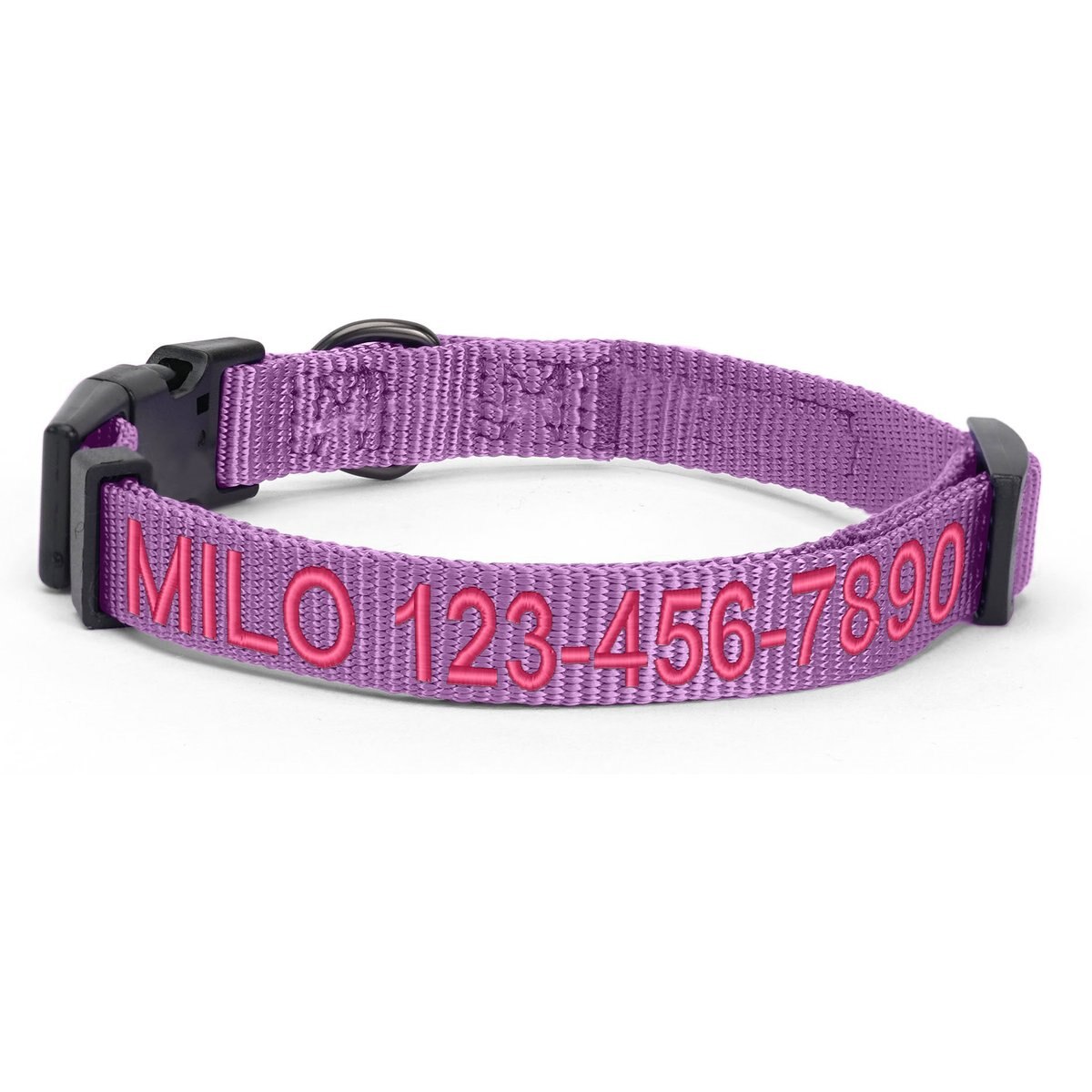 Pawtitas Solid Personalized Dog Collar, Purple Orchid, X-Small: 8 to 12-in neck, 3/8-in wide