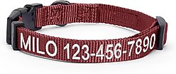 Pawtitas Solid Personalized Dog Collar, Brown Marsala, Medium: 13 to 20-in neck, 3/4-in wide