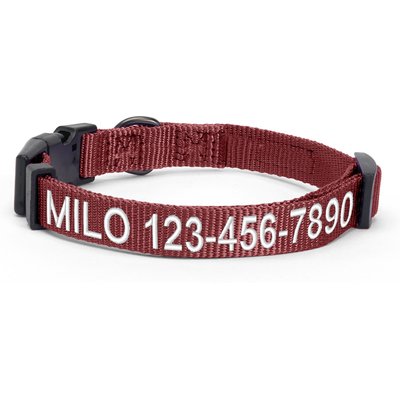 Pawtitas Pawtitas Solid Personalized Dog Collar, Brown Marsala, Large: 16 to 26-in neck, 1-in wide