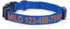 Pawtitas Solid Personalized Dog Collar, Blue, Medium: 13 to 20-in neck, 3/4-in wide