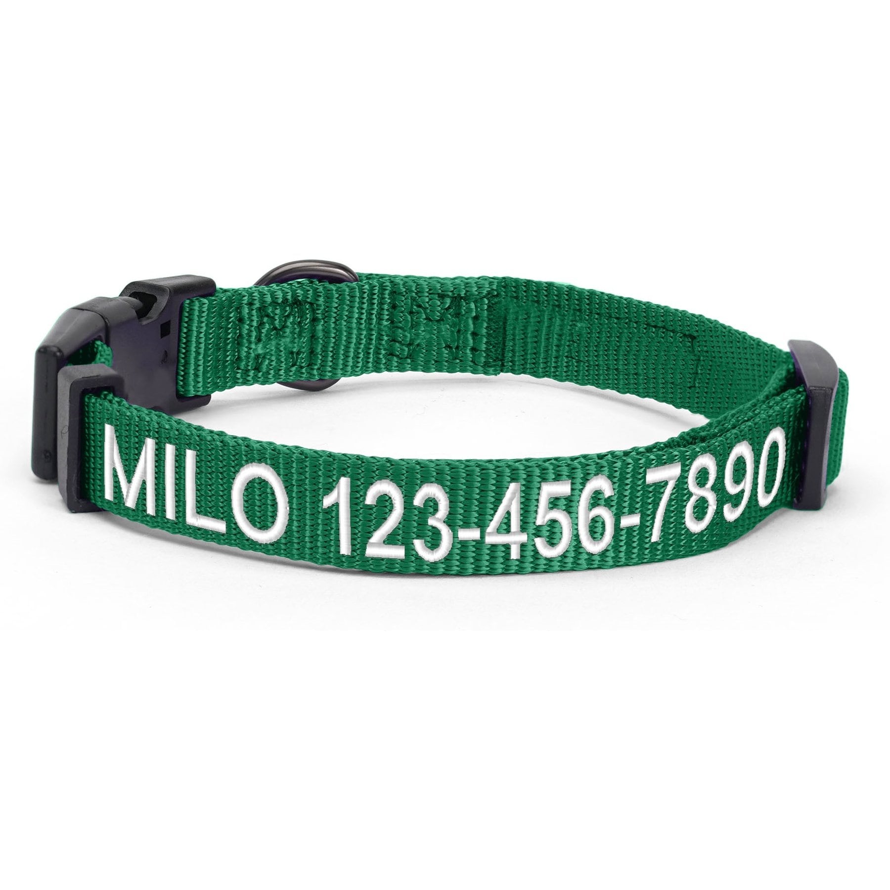 Pawtitas Solid Personalized Dog Collar, Lush Green, X-Small: 8 to 12-in neck, 3/8-in wide