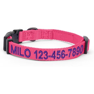 Pawtitas Solid Personalized Dog Collar, Pink, Medium: 13 to 20-in neck, 3/4-in wide
