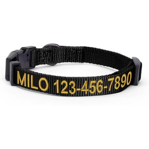 Pawtitas Solid Personalized Dog Collar, Black, X-Small: 8 to 12-in neck, 3/8-in wide