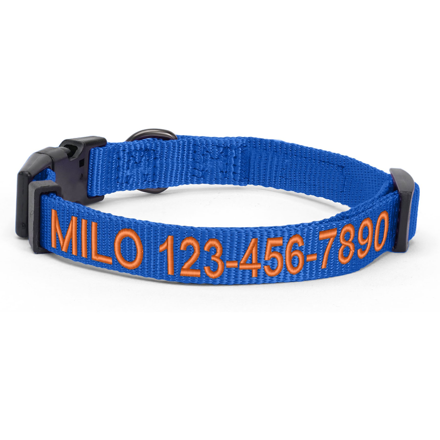 Pawtitas Solid Personalized Dog Collar, Blue, X-Small: 8 to 12-in neck, 3/8-in wide