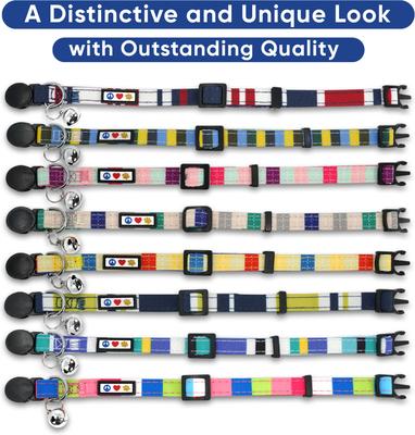 Show full view: Pawtitas Multicolor Personalized Breakaway Cat Collar, Teal/Pink/Purple, X-Small: 8 to 12-in neck, 3/8-in wide slide 9 of 10