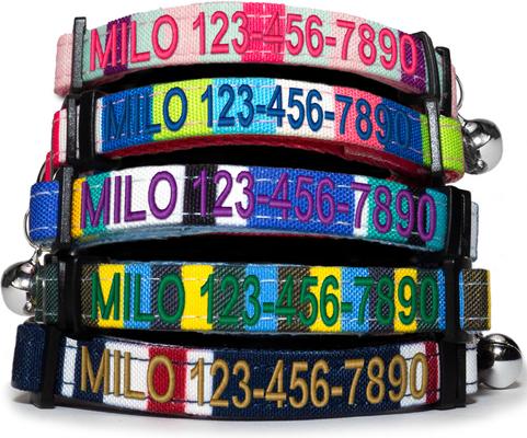 Show full view: Pawtitas Multicolor Personalized Breakaway Cat Collar, Teal/Pink/Purple, X-Small: 8 to 12-in neck, 3/8-in wide slide 2 of 10