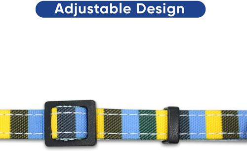 Show full view: Pawtitas Multicolor Personalized Breakaway Cat Collar, Blue/Yellow/Green, X-Small: 8 to 12-in neck, 3/8-in wide slide 7 of 10