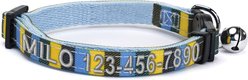 Pawtitas Multicolor Personalized Breakaway Cat Collar, Blue/Yellow/Green, X-Small: 8 to 12-in neck, 3/8-in wide slide 1 of 9