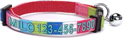 Pawtitas Multicolor Personalized Breakaway Cat Collar, Pink/Blue/Yellow, X-Small: 8 to 12-in neck, 3/8-in wide