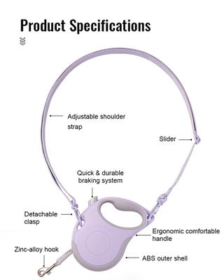 Show full view: Chai's Choice Reflective Hands-Free Retractable Leash, Black/Gray, Medium: 16-ft long, 7/16-in wide slide 3 of 12