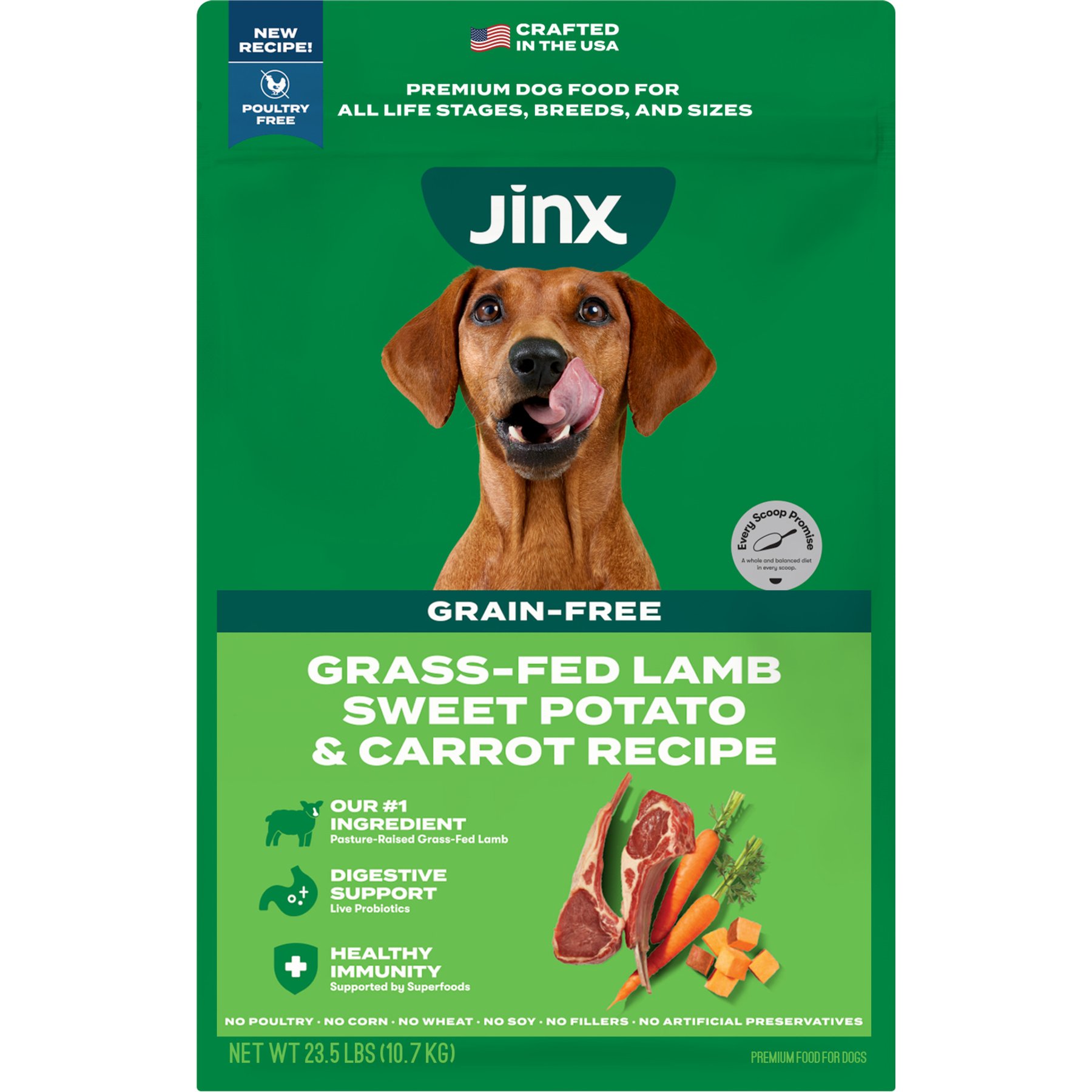 Jinx Grass-Fed Lamb, Sweet Potato & Carrot Dry Dog Food, 23.5-lb bag