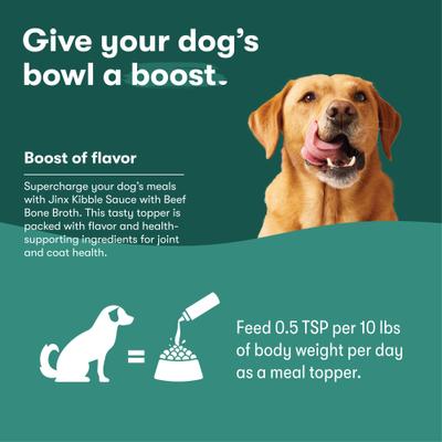 Show full view: Jinx Kibble Sauce Beef Bone Broth Wet Dog Food Topper, 12-fl oz bottle slide 7 of 11