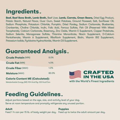 Show full view: Jinx Bone Broth Stew with Beef & Vegetables Grain-Free Wet Dog Food, 13-oz can, case of 12 slide 6 of 11