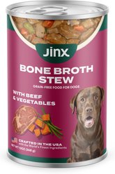 Jinx Bone Broth Stew with Beef & Vegetables Grain-Free Wet Dog Food, 13-oz can, case of 12